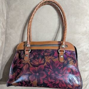 Patricia Nash Brown and Purple Floral Shoulder Bag